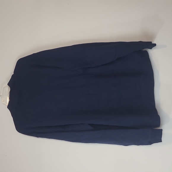 LAND'S END Blue Baumwolle 3/4 Zip Ribbed Cuff/Hem Elbow Pad Pullover Sweater - Picture 6 of 10